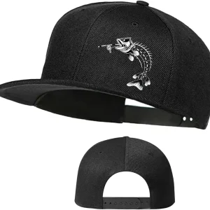 Skull Finger Flat Bill Hats for Men Black Mens Snapback Hat Baseball Cap Fitted Hat Rock N Roll Skeleton Hand Snap Backpack
