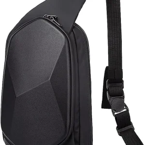 Sling Bag Waterproof Safe Protect Shell Crossbady Bag Backpack, Biking Hiking Travel Shoulder Bag (Black Large)