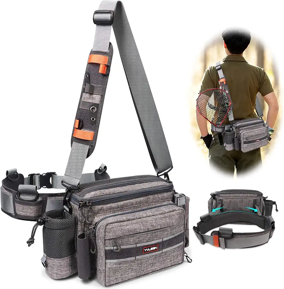 Sling Fishing Tackle Bag - Outdoor Tackle Box - Water-Resistant Waist Bag Cross Body Fly Fishing Sling Pack