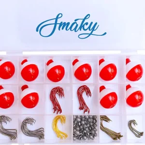 Smaky Fishing Tackle Kit Beginners Equipment 160 Pcs-Includes Fishing Hooks Bobbers Circle Octopus Hooks Sinkers| Starter Kit For Artificial and Live Baits (160-Pcs)