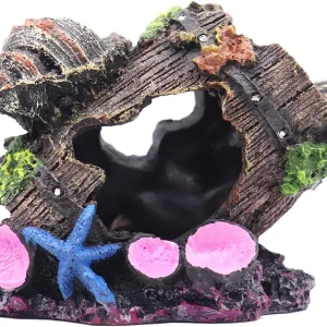Small Cute Barrel Fish Tank Decorations Aquarium Hideaway Cave House with Shell
