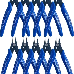 Small Wire Cutters 10 Pack- KAIHAOWIN 170 Wire Flush Cutters Wire Clippers Nippers Clean Cut Pliers Side Cutter Diagonal Cutting Pliers for Electronic Floral Heating Wire Model Sprue Soft Copper, Blue