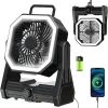 SmartTail Portable Camping Fan, 20000mAh Battery Powered Fan with LED & Hook, Stepless Speed & Timing Rechargeable, Cordless Desk Fan for Camping, Tent, Fishing, Travel, Office