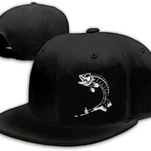 Snapback Hats for Men Flat Bill Brim Hats for Women Fitted Hat Skull Hats Cool Adults Baseball Cap Black Rock N Roll Caps