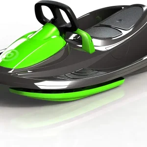 Snow Sled for Kids, Adults - Toboggan Sled, Easy Turning Steering Wheel, Anti-Slip Seat, Pull Up Brake, Durable Plastic Sled, Lightweight, Snow Sleds, Age 3+ 260 lbs
