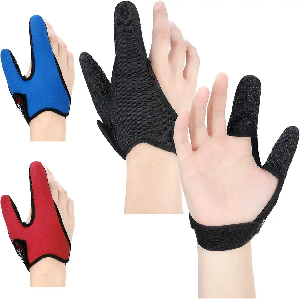 Sotiff 3 Pieces Anti Slip Finger Glove for Men Women Unisex Elastic Band Fishing Finger Gloves Protector for Outdoor Fishing Fit Right Hand 3 Colors