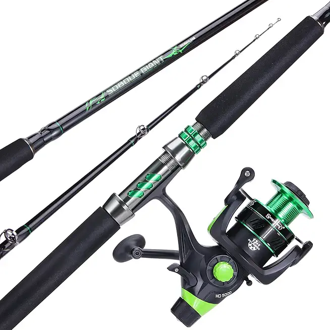 Sougayilang Catfish Fishing Rod and Reel Spinning Combo,Comfortable EVA Non-Slip Grips,Aluminum Reel Seat and Size 5000 Carp Spinning Wheel for Fighting Big Cats
