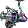 Sougayilang Fishing Reel, Colorful Aluminum Frame Spinning Reels with - 12+1 Stainless BB, Oversize Aluminum Handle for Saltwater or Freshwater Fishing