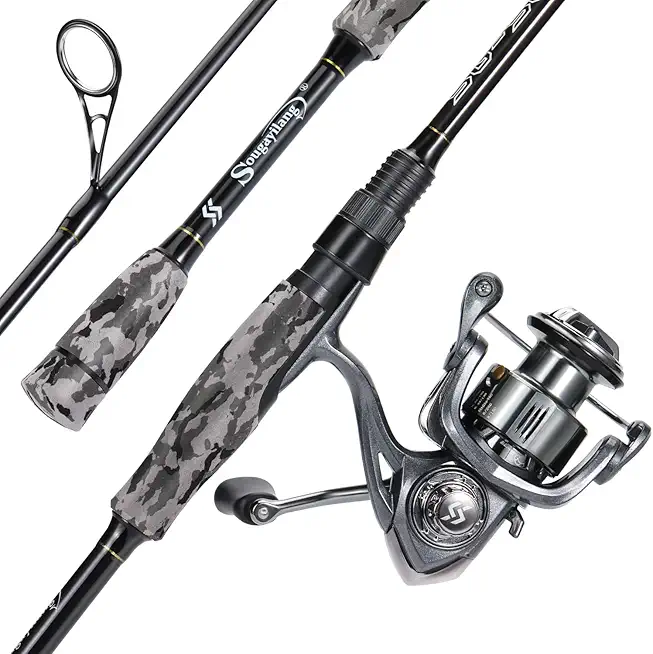 Sougayilang Fishing Rod and Reel Combo, Stainless Steel Guides Fishing Pole with Spinning Reel Combo for Bass Fishing