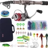Sougayilang Fishing Rod and Reel Set Carbon Fiber Telescopic Fishing Rod 12+1BB Spinning Reel with Carry Case for Saltwater Freshwater