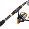 Sougayilang Fishing Rod Reel Combos Carbon Fiber Telescopic Fishing pole with Spinning Reel for Travel Saltwater Freshwater Fishing