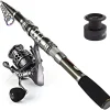 Sougayilang Telescopic Fishing Rod Reel Combos with Carbon Fiber Fishing Pole Spinning Reels and Fishing Accessories