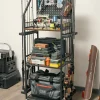 SOYEEZE Fishing Rod Holders for Garage, Fishing Pole holders, Fishing Gear Storage up to 12 Rods with Hooks and Wheels, Fishing Cart For Fishing Rod Tackle Box Reel Storage