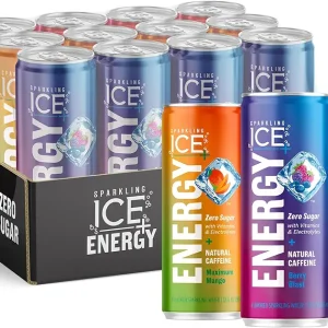 Sparkling Ice +Energy Variety 12Pk. Energy Drinks with Vitamins + Antioxidants, Zero Sugar, Berry Blast, Maximum Mango, Power Punch flavors. 12 fl oz cans.