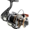 Spinning Fishing Reels with Left/Right Interchangeable Collapsible Wood Handle Powerful Metal Body 5.2:1 Gear Ratio Smooth 13BB CNC Aluminum Spool for Saltwater Freshwater (4000), Black/Gold