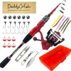 Spinning Fishing Rod and Reel Combo Set with Tackle Box | Kids Fishing Pole | Carbon Fiber Telescopic Fishing Rod Kit | Spinning Reel for Travel Saltwater Freshwater Fishing Gear Kit