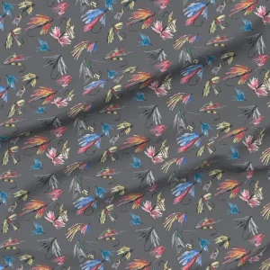 Spoonflower Fabric - Fishing Fly Boy Kids Watercolor Outdoors Printed on Petal Signature Cotton Fabric by The Yard - Sewing Quilting Apparel Crafts Decor