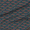Spoonflower Fabric - Salmon Navy Fish Fishing Alaska Fly Pond Printed on Petal Signature Cotton Fabric by The Yard - Sewing Quilting Apparel Crafts Decor
