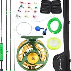 Standard Fly Fishing Combo Starter Kit, 5/6 Weight 9' Fly Rod with SuperPolymer Handle, Accessories, CNC Fly Reel, Carrying Case, Fly Box Case & Fishing Flies