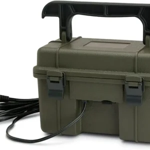 STEALTH CAM 12V Battery Box Kit - Portable Compact Waterproof Sealed Battery Charging Box for Hunting Trail Cameras w/ External Power Jack | AC Charger, 10Ft Steel Cable Included