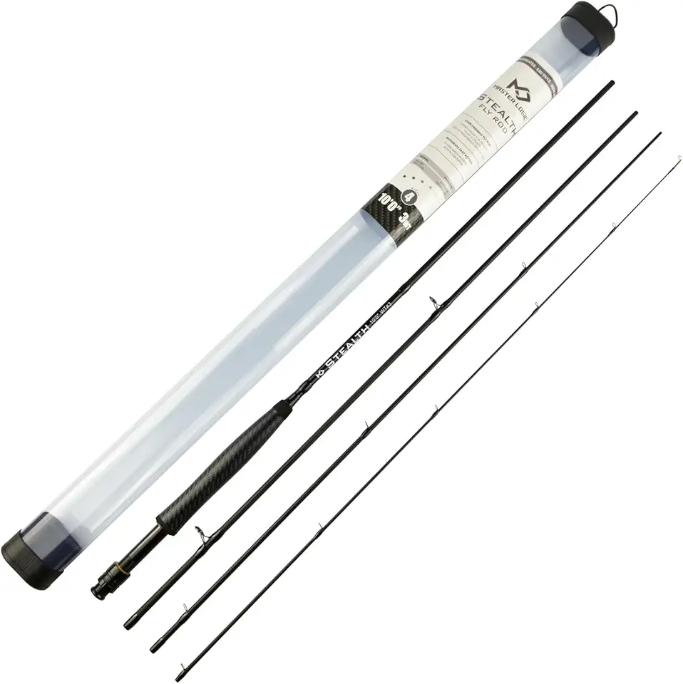 Stealth Fly Fishing Rod Combo Starter Kit, 30T Carbon Fiber Graphite Fly Rods with Die-cast Aluminum Reel and Fly Fishing Accessories