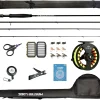 Stealth Fly Fishing Rod Combo Starter Kit, 30T Carbon Fiber Graphite Fly Rods with Die-cast Aluminum Reel and Fly Fishing Accessories