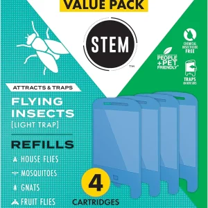 STEM Light Trap Refill Cartridges, Indoor Fruit Fly Trap, Effective Insect Control for Home, Attracts and Traps Flying Insects, Compatible with STEM Light Trap, 4 Count