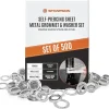 Stimpson Self-Piercing Grommet and Washer Set - 304 Stainless Steel Grommets Set for Tarps, Fabric, Leather, Banners, & More - Marine Grade, Heavy Duty Machine Parts, #2 Size (500 Sets of Each)