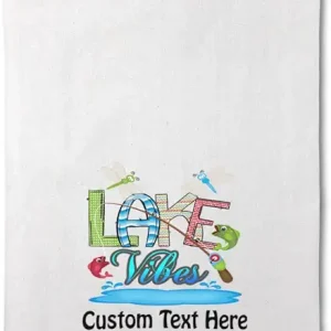 Style In Print Custom Mothers Day Decor Flour Kitchen Towels Lake Vibes Dragon Fly Fishing Rod Fish Sea Camping Cleaning Supplies Dish Towels Personalized Text Here