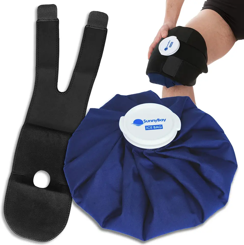 SunnyBay Refillable 11 in Ice Bag with 28 in Strap - Reusable Washable Medical Icing Pack - for Ankle, Knee, Neck, Shoulder Injuries- Cold Therapy Muscle Pain Relief