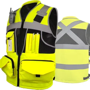 Surveyor Safety Vest for Men with 16 Pockets-Hi Vis Reflective Vest with Padded Neck Fishing Tactical Vest
