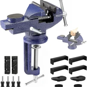 Table Vise, 3" Bench Vise Universal Rotate 360� Work Clamp-On Vise, Table Vice clamp With Multifunctional Jaw for Woodworking, Drilling, Sawing, Metal Working