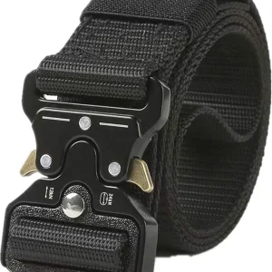 Tactical Belt Military Style Webbing Riggers Web Belt Heavy-Duty Quick-Release Metal Buckle Belt for Men Women