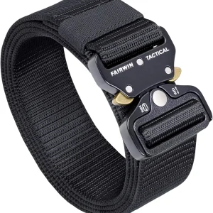 Tactical Belt, Military Style Webbing Riggers Web Gun Belt with Heavy-Duty Quick-Release Metal Buckle