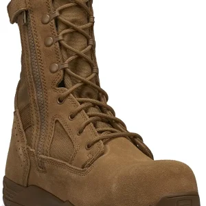 Tactical Research Flyweight TR596Z CT 8 Inch OCP Air Force Combat Boots for Men - Coyote Brown Leather with EH Rated Composite Safety Toe and TR Adrenaline Traction Outsole