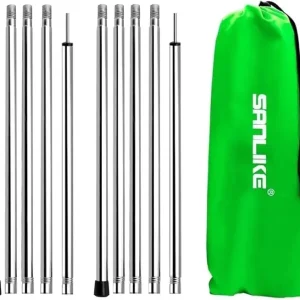 Tarp Poles Adjustable Tent Poles Tarps Heavy Duty for Canopy Shelter Awning Replacement Thickened Camping Poles