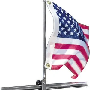 Taylor Made 15" Stainless Steel Flag Pole with Rail Mount � Made from T304 stainless steel � 15" length � Mounts to 7/8" to 1 1/4" round rails � Complete with split rings � 2020109098