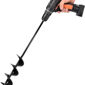 TCBWFY Auger Drill Bit for Planting 1.6x16.5inch Extended Length Garden Auger Spiral Drill Bit for Planting Bulbs Flowers,Post Hole Digger for 3/8�Hex Drill