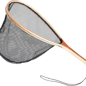 Tear Drop Fly Fishing Landing Net Wooden Frame Trout Bass Catch and Release Net Waterproof Nylon Mesh