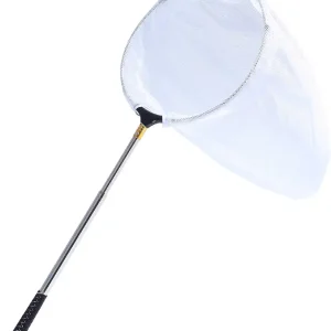 Telescopic Butterfly Net, Stainless Steel Extendable Fishing, 15 in - 70 in Insect Toy Nets for Kids and Family (Silver)