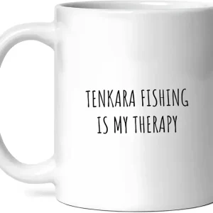 Tenkara Fishing Is My Therapy Mug - Fly Coffee Cup - Nature Funny Gift For Anglers - Outdoor Tea Mugs - Novelty Cups - 11 Oz Ceramic Gifts Christmas, Adventure Day, Birthday, Him, Her, Fish Lovers