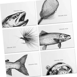 Thank You Cards - Stationary Set - Cards with Envelopes - Sports Gifts (Fly Fishing (Thank You Version))