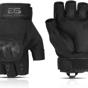 The Combat - Fingerless Knuckle Tactical Gloves for Men - Motorcycle Gloves for Tactical Shooting, Airsoft, Hunting, Police Work and Hiking