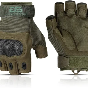 The Combat - Fingerless Knuckle Tactical Gloves for Men - Motorcycle Gloves for Tactical Shooting, Airsoft, Hunting, Police Work and Hiking