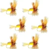 The Fly Fishing Place Yellow Humpy Classic Trout Dry Fly Fishing Flies - Set of 6 Flies Size 12