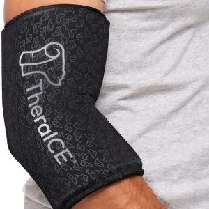 TheraICE Elbow Ice Pack PRO Compression Sleeve, Reusable Gel Cold Packs Brace for Knee, Shin Splints, Calf Strain, Flexible Cold Wrap Recovery, FocusZone Technology for Extra Cooling & Pressure