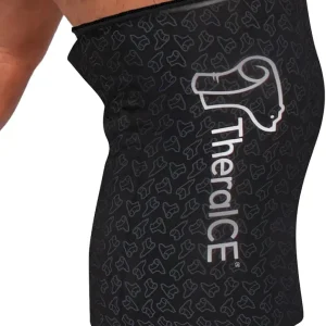 TheraICE Knee Ice Pack Wrap PRO Compression Sleeve, Reusable Gel Cold Packs Brace Also for Elbow, Ankle & Calf - Flexible Cold Wrap Recovery, FocusZone Technology for Extra Cooling & Pressure