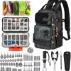 THKFISH 462 Pcs Fishing Tool Kit, Backpack and Tackle Box with Tackle Included Lures Hooks Sinkers Accessories Kit,Pliers, Fish Lip Gripper, Fishing Gear and Fishing Gift for Men