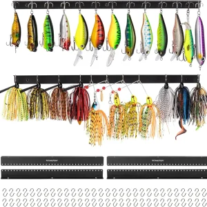 THKFISH Fishing Lure SpinnerBait Storage Display, 35 Holes Wall Mount Frosted Black for Fly Fishing Flies Spinner Baits Crankbait Storage and Decoration 2 or 4PCS