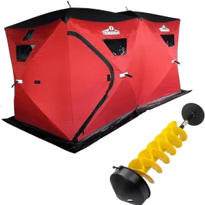 THUNDERBAY Ice Cube Series Pop-Up Hub-Style Ice Fishing Shelter, 68-112 Square Feet of Fishable Area, Portable 6-8 Person Ice Shanty